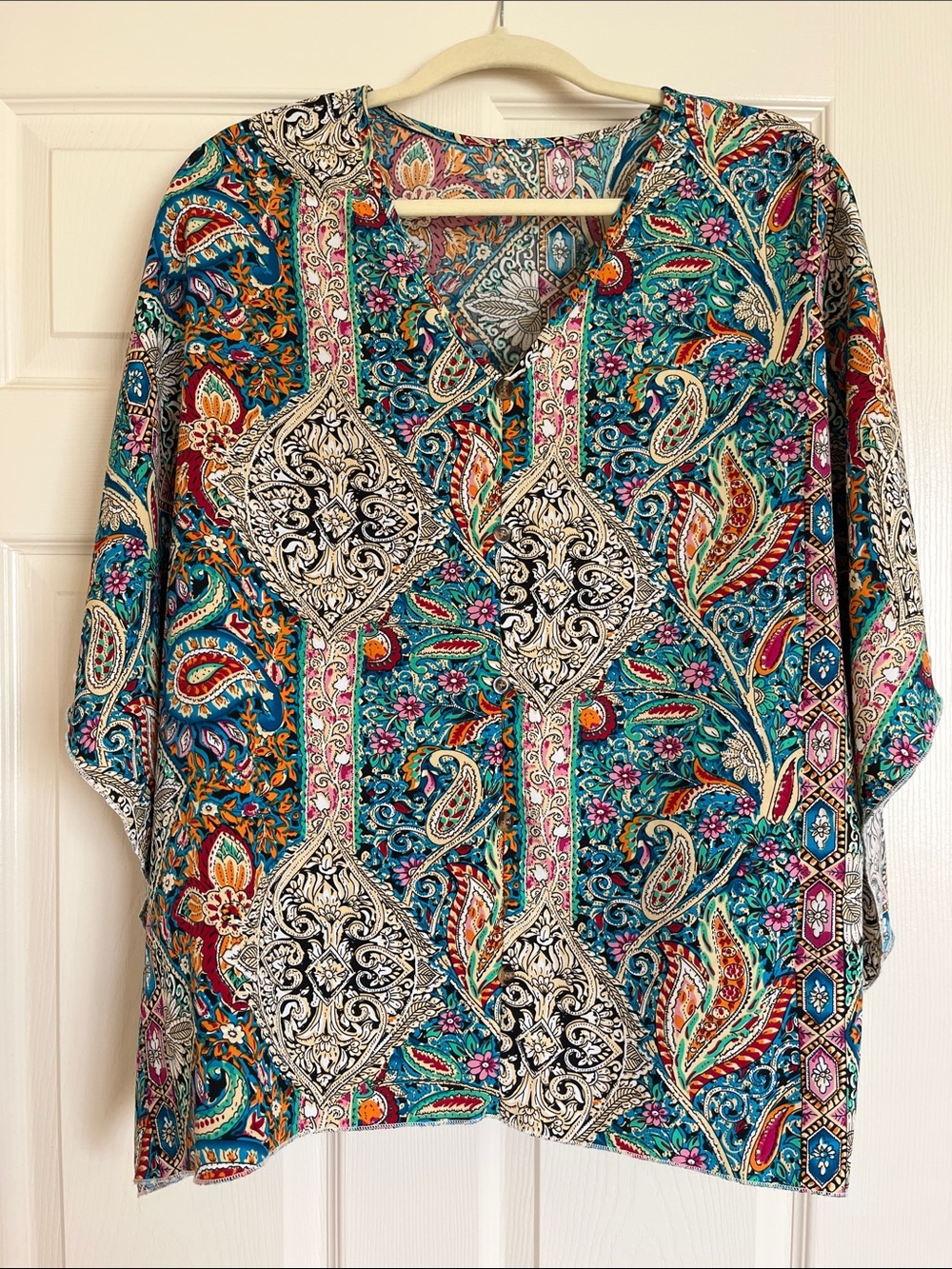 Vibrant Paisley Print Tunic - Teal Multi